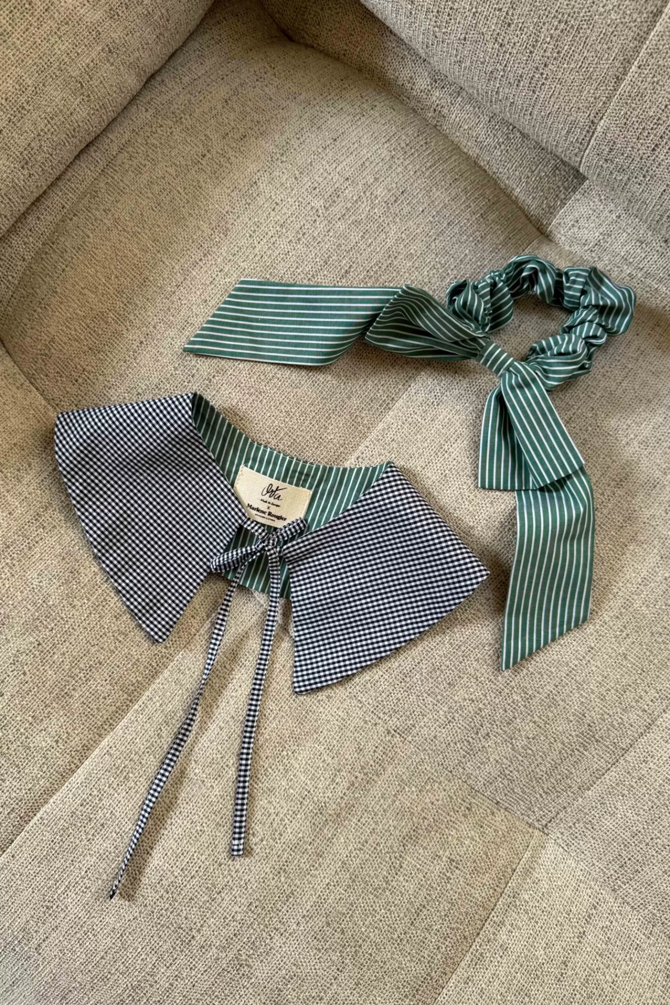 chouchou_raphal_rayure_vert__blanc_3.webp Online Orta Chouchou Raphaël rayure vert & blanc vert&blanc