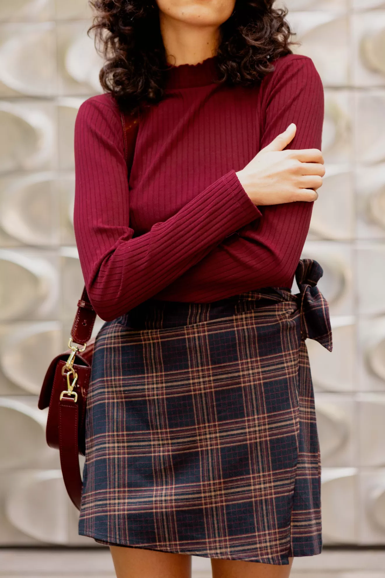 Fashion Orta Jupe-short Claudia carreaux marine & rouge