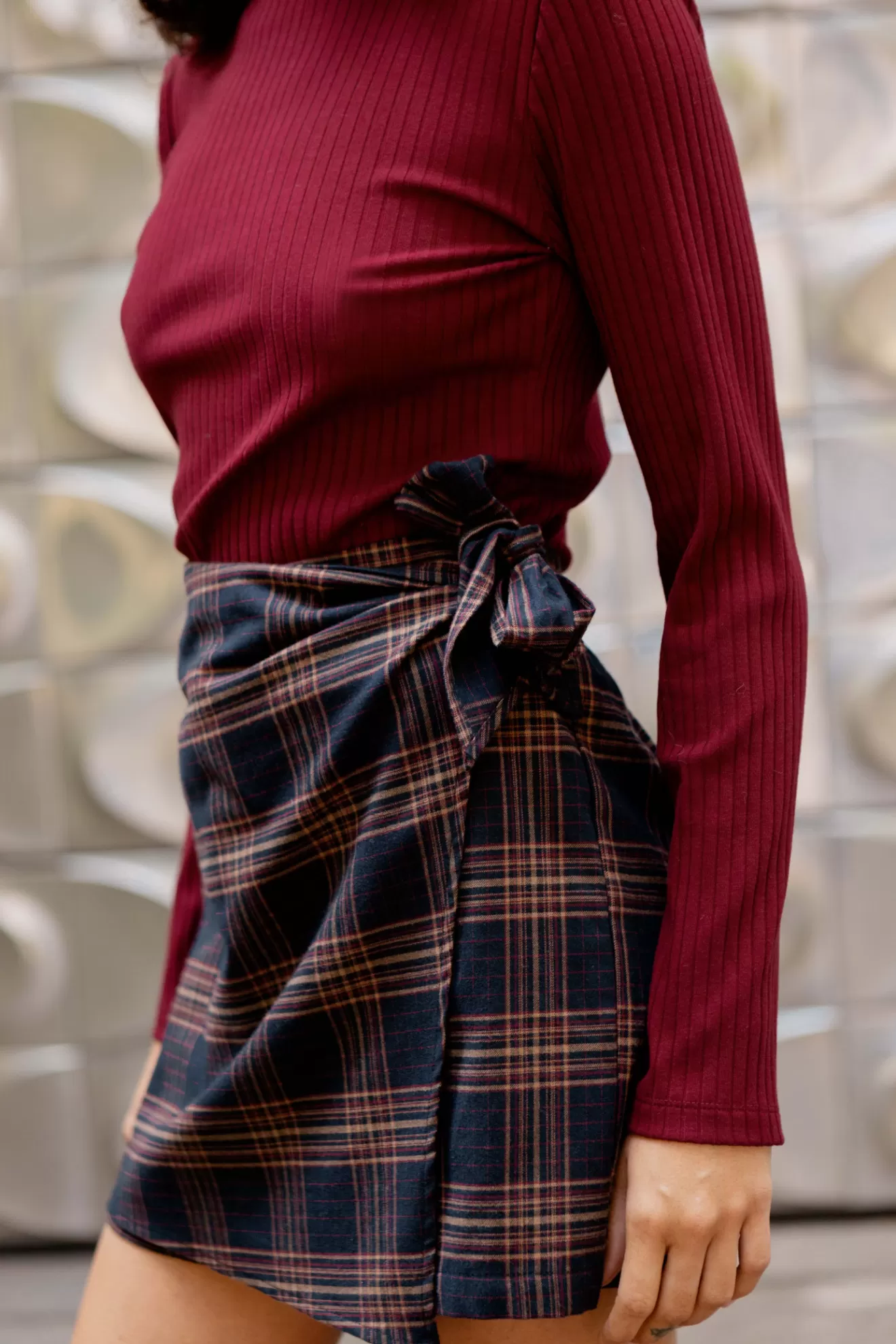 Fashion Orta Jupe-short Claudia carreaux marine & rouge