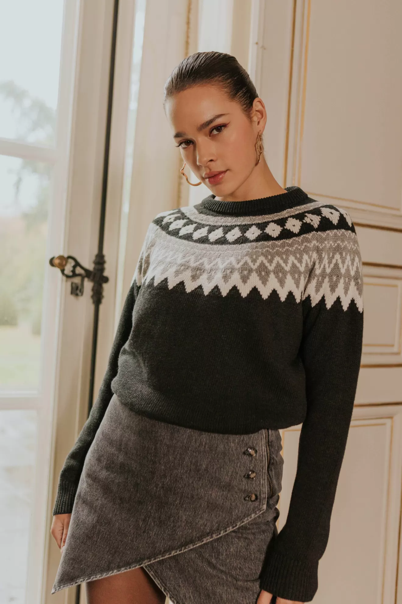 Clearance Orta Pull Bernard noir & gris gris