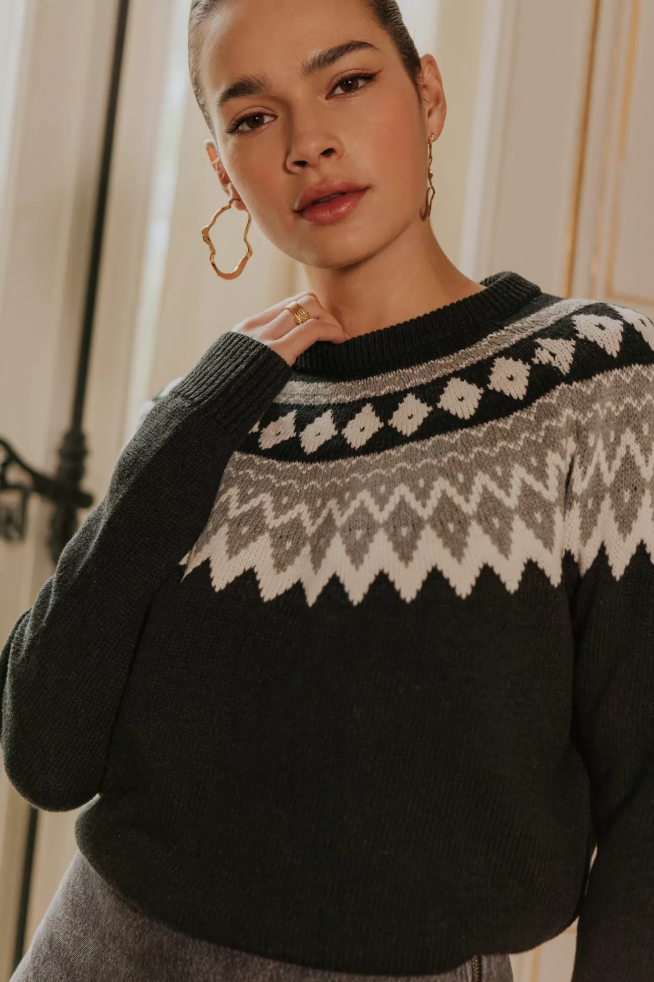 pull_bernard_noir__gris_2.webp Clearance Orta Pull Bernard noir & gris gris