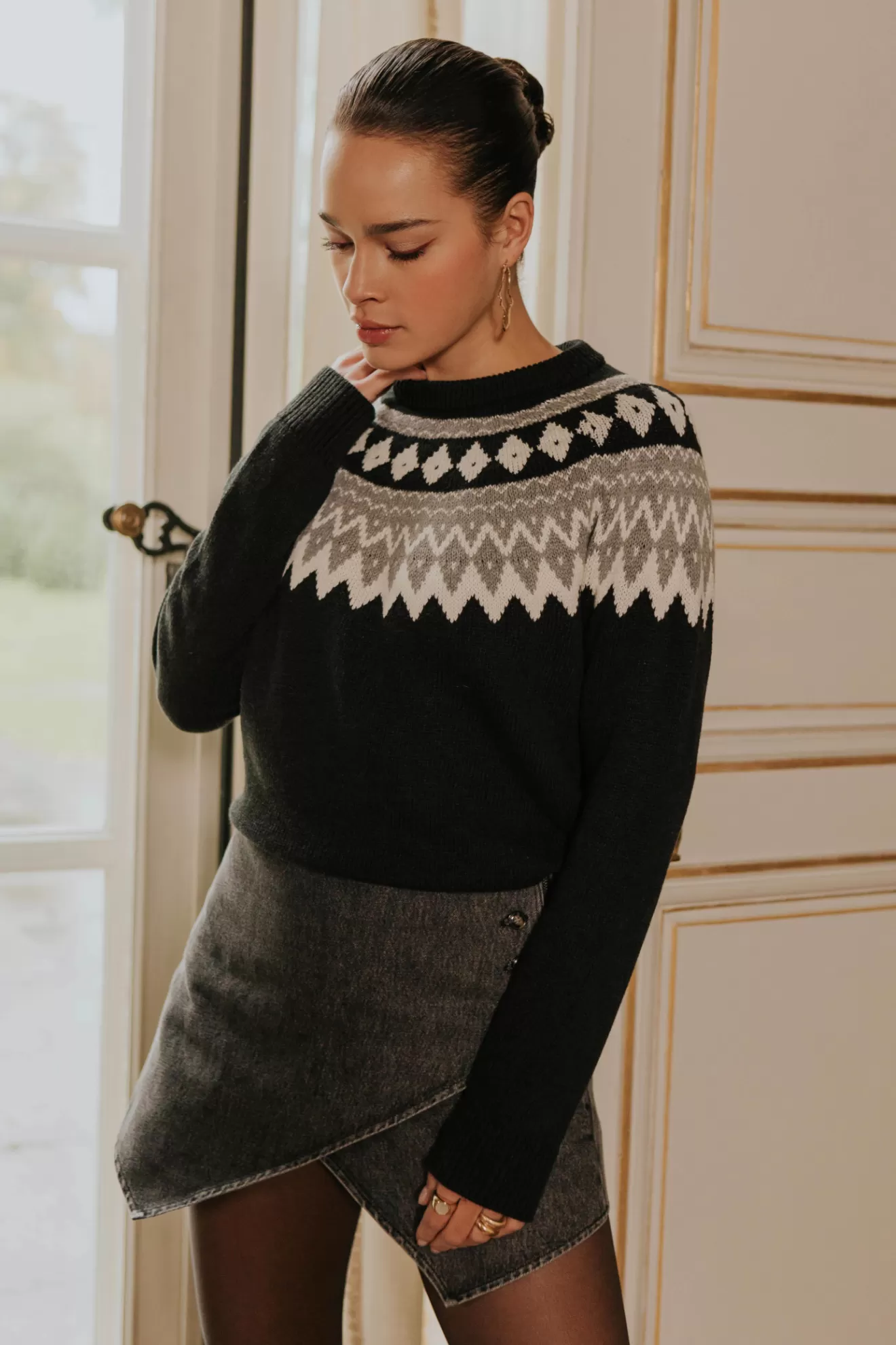 pull_bernard_noir__gris_4.webp Clearance Orta Pull Bernard noir & gris gris