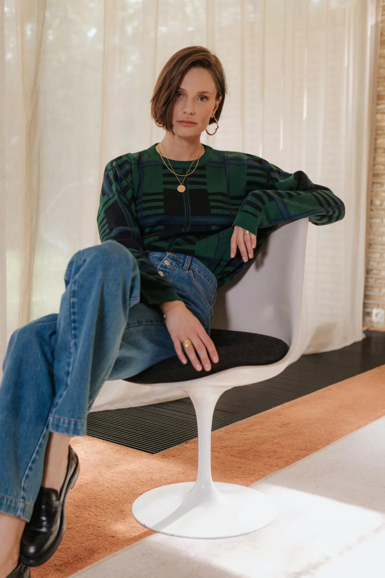 pull_jane_carreaux_bleu_et_vert_4.webp Clearance Orta Pull Jane carreaux bleu et vert