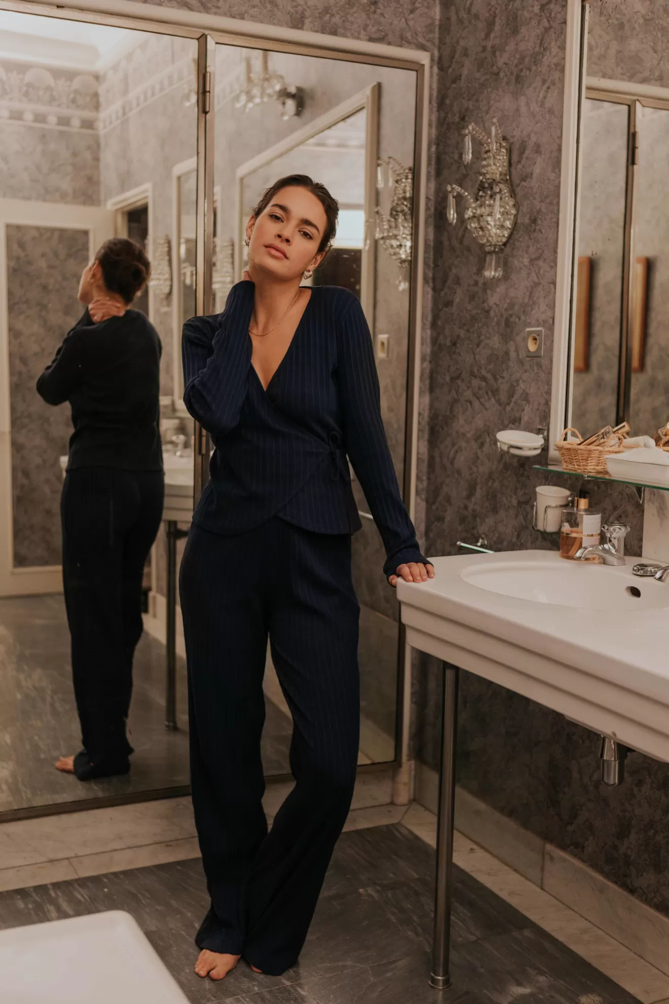 Flash Sale Orta Pyjama Billie ajouré marine bas marine