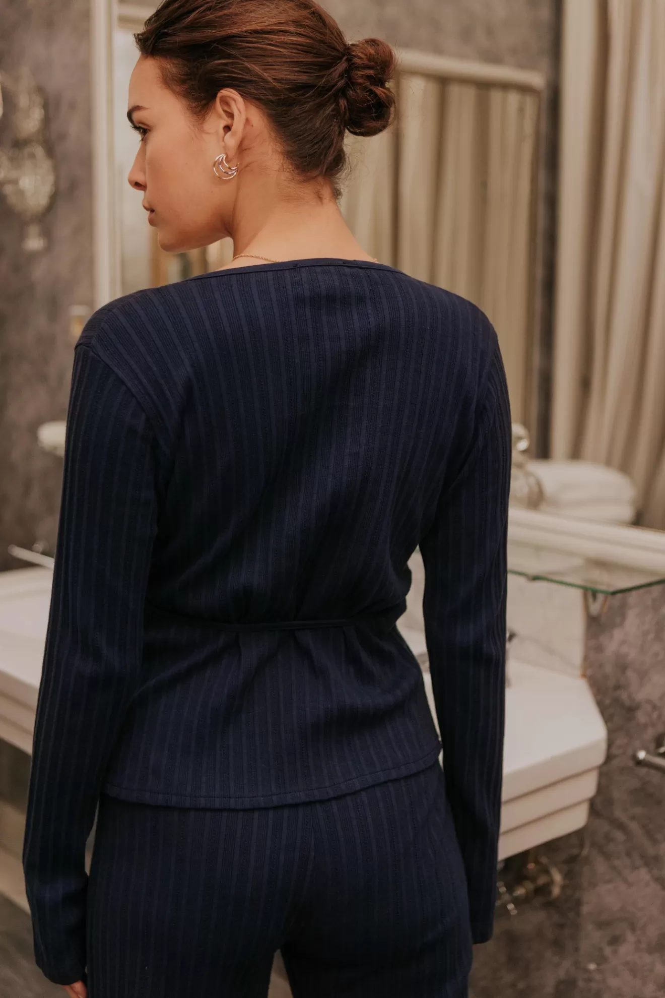 Flash Sale Orta Pyjama Billie ajouré marine bas marine