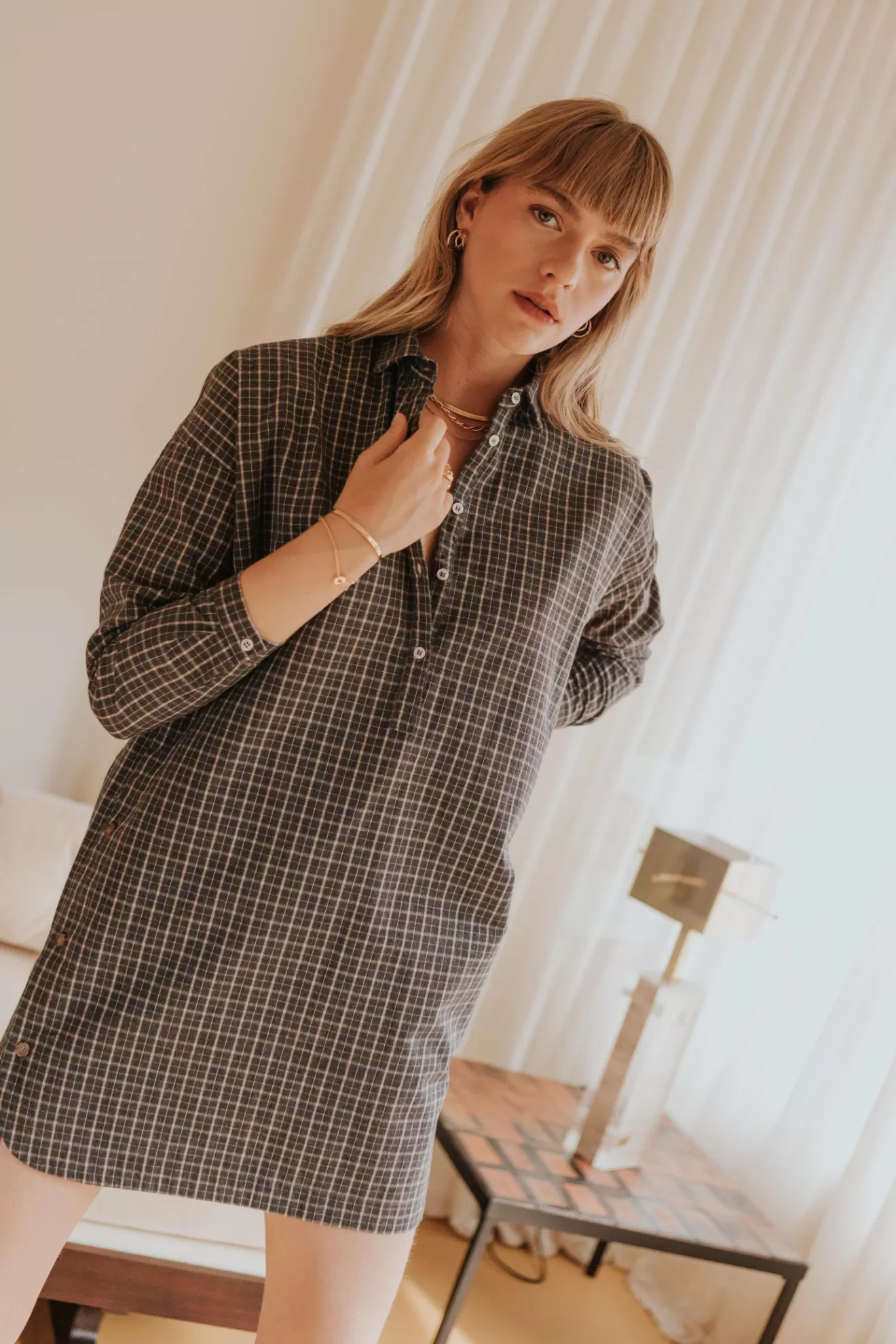 robe_lise_gris_carreaux_cru_2.webp Cheap Orta Robe Lise carreaux écru gris